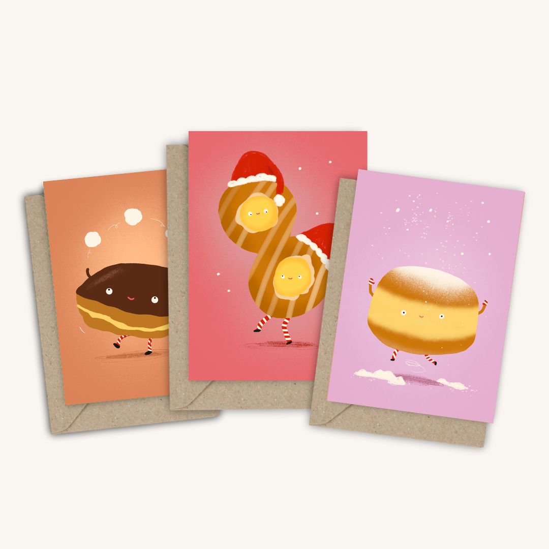 Set kerstkaartjes op karton 🎄🧁